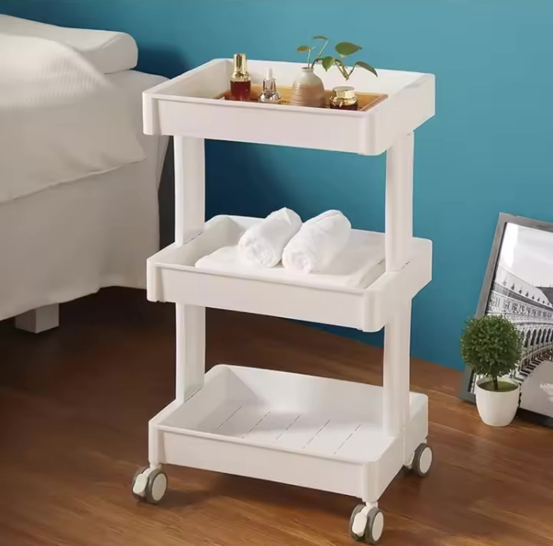 Three Layer Mobile Storage Rack, Multifunctional Storage Tool Cart, Multi Layer Sundries Storage Organizer, Movable Snack Storage Rack