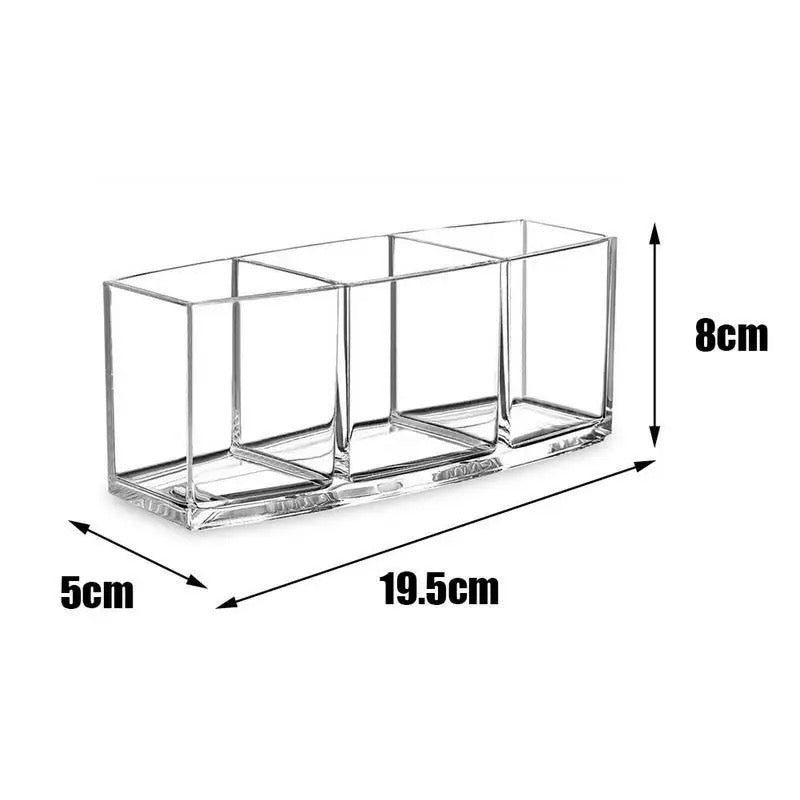 3 Grid Acrylic Makeup Brush Organizer, Luxury Beauty Display Stand, Multipurpose Transparent Container