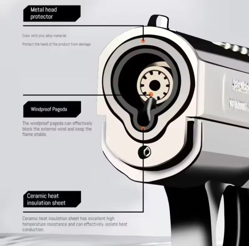 Mini Pistol Lighter with Keychain, Windproof Jet Flame Lighter, Refillable Butane Gas Gun Lighters