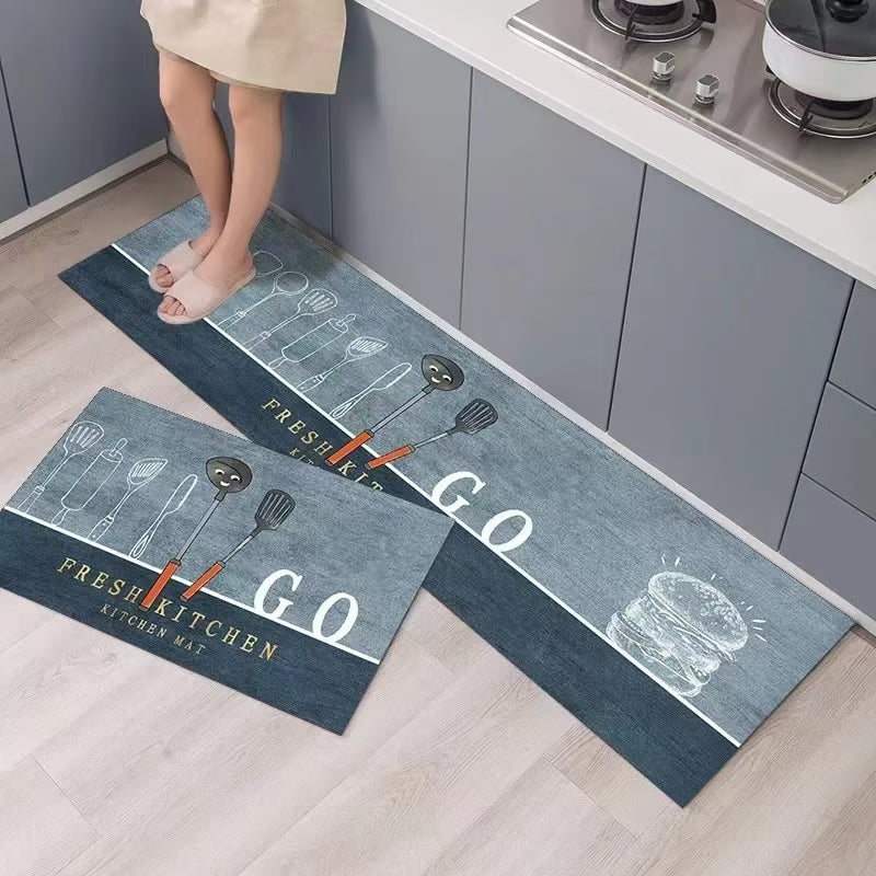 Set Of 2 Kitchen Floor Mat, Non-slip Kitchen Carpet, Kitchen Mat Bedroom Long Rug, Anti Slip Floor Mat, Modern Kitchen Mate