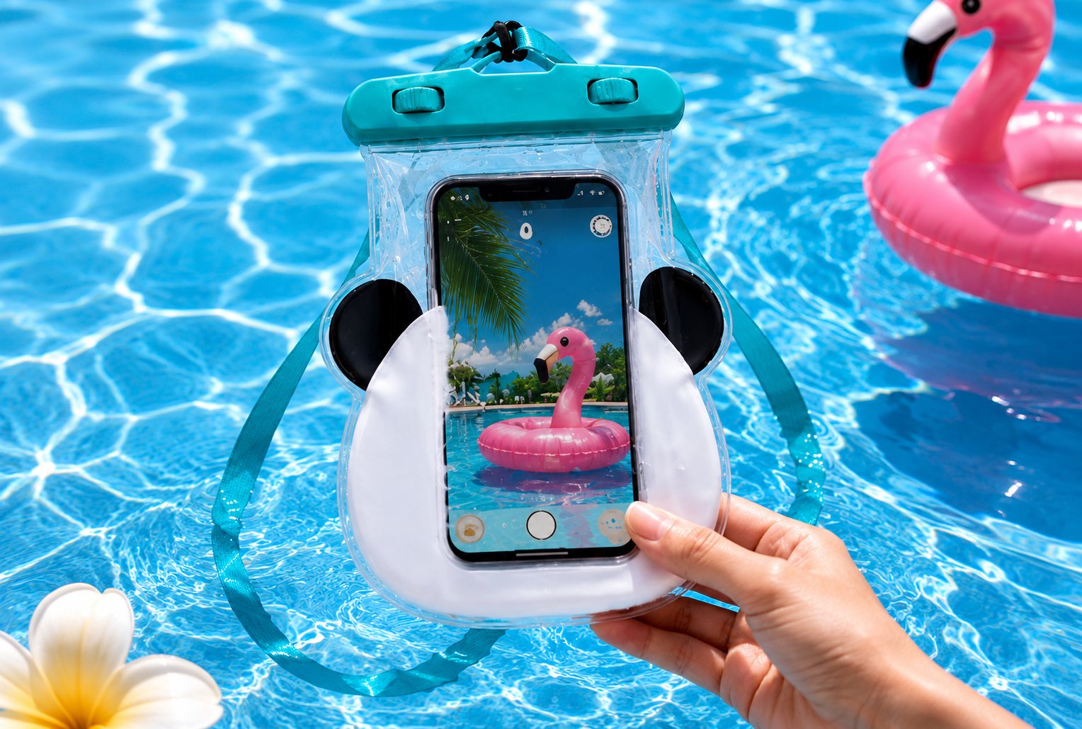 Cute Panda Waterproof Phone Case, Waterproof Mobile Cover with Clear Touch Window, Waterproof Phone Holder with Secure Lock