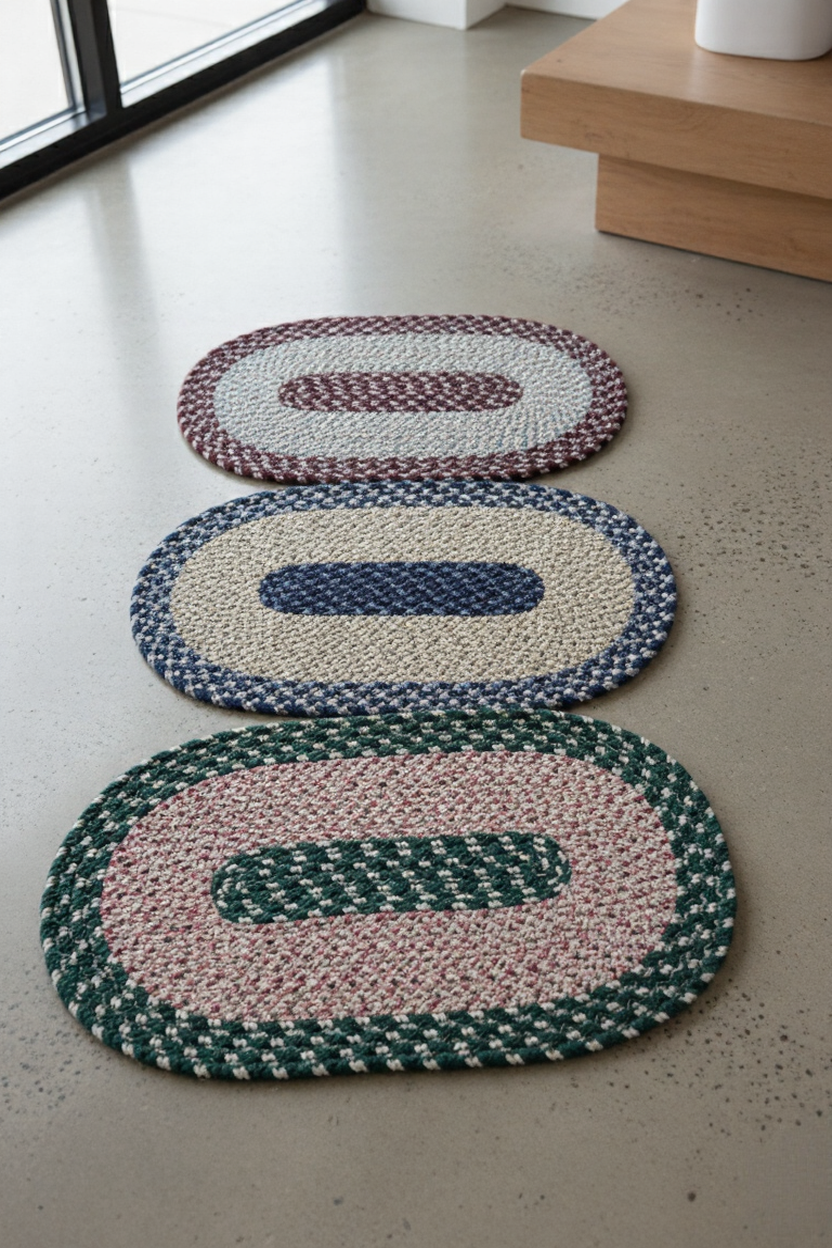 Handmade Oval Shape Doormats, Braided Oval Rugs, Loop And Latch Mats, The Oval Weave