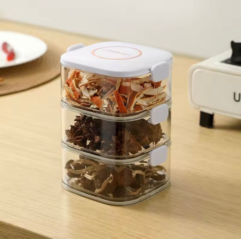 Korean Design Spices Mini Container, Stackable Airtight Spice Containers With Lid, Adjustable Compartments Spices Box