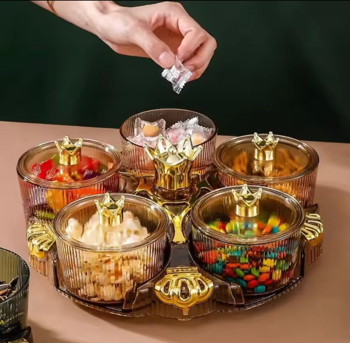 360° Rotating Acrylic Candy Tray, Desktop Decorative Serving Tray With ...