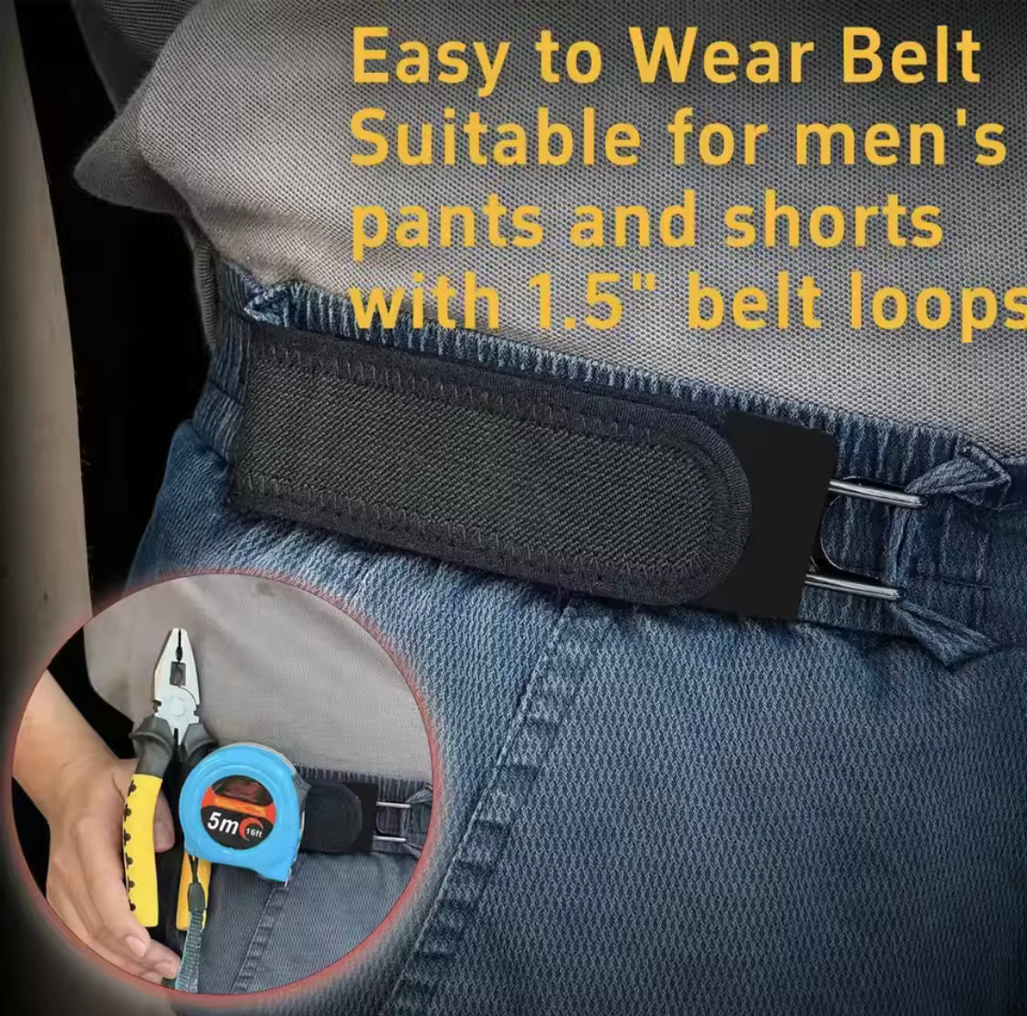 Pack Of 2 Adjustable Metal Hook Elastic Waist Belt, Comfortable Buckle Less Waistband, Unisex Waist Straps