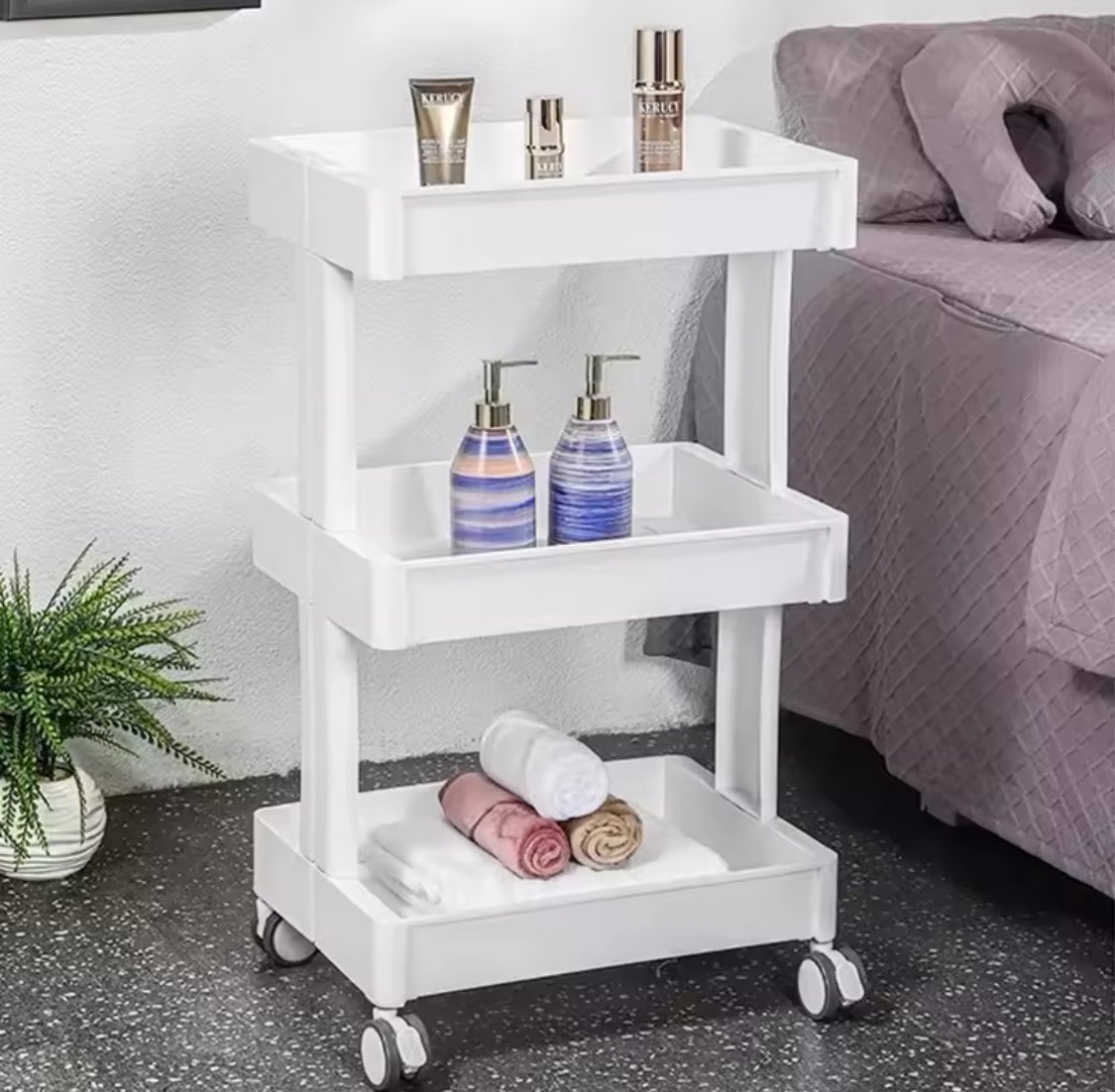 Three Layer Mobile Storage Rack, Multifunctional Storage Tool Cart, Multi Layer Sundries Storage Organizer, Movable Snack Storage Rack
