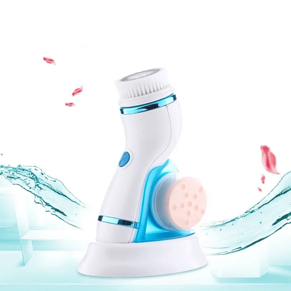 4 in 1 Electric Facial Cleanser, 360 Skin Pore Cleaner Face Massager, Ultrasonic Battery Operated Facial Cleansing Device, Beauty Instrument Face Massager,  Skin Care Massage Wash Brush, Multifunctional Electric Face Washing Instrument