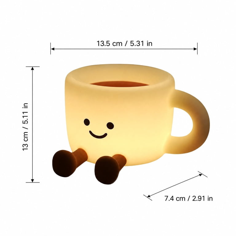 Cute Smiley Mug Night Lamp,     Adorable Mug Shaped Decorative Lamp, Cute Coffee Mug Shaped Table Lamp,  Cartoon Mug Led Lamp