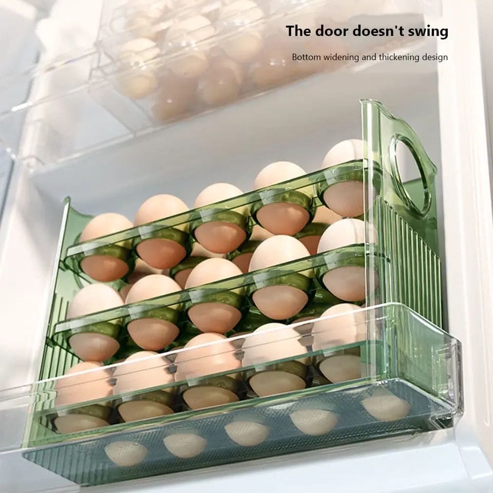 Acrylic Egg Organizer, 30 Grids Egg Storage Box, Egg Fresh Keeping Case, Multi Layer Egg Tray Organizer, Creative Flip Egg Box,  3 Layer Flip Fridge Egg Tray Container, Kitchen Countertop Fresh Egg Storage Container, Folding Egg Tray