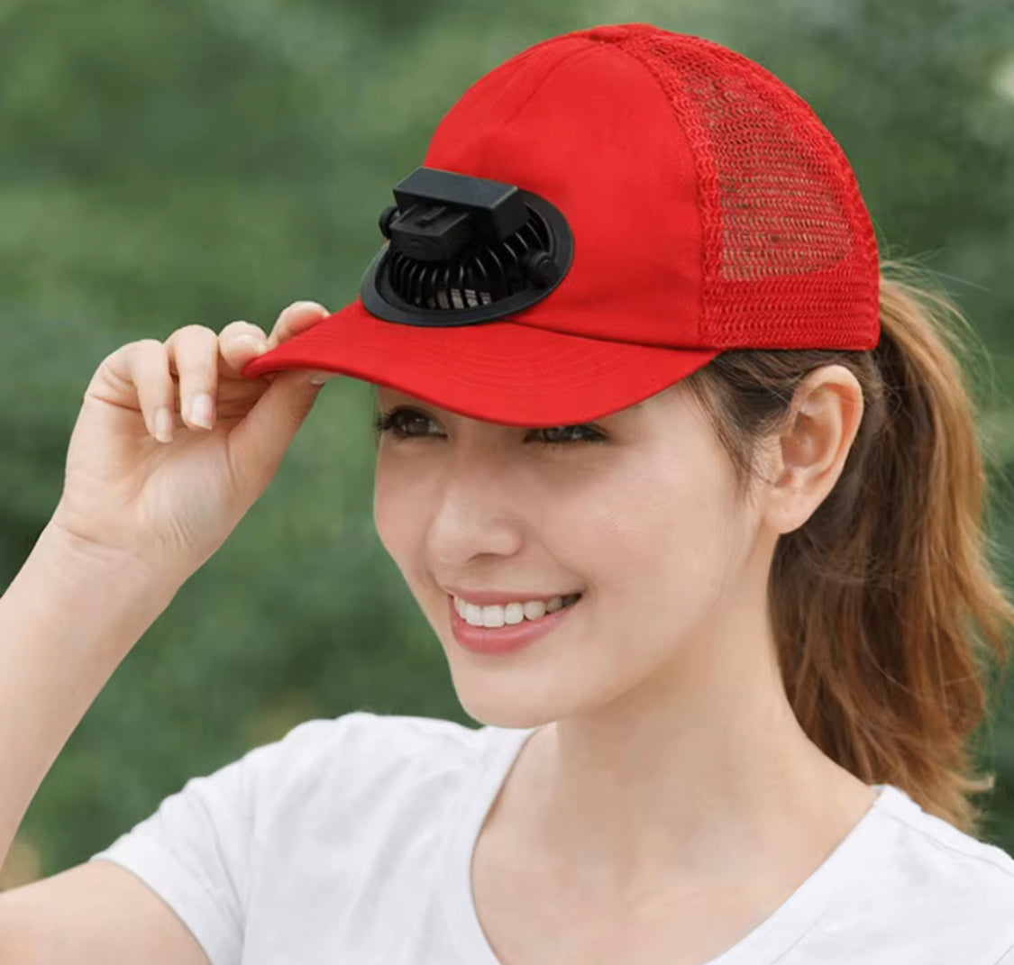 Solar Powered Fan Cap, Sun Protection Mesh Solar Fan Hat, Strong Wind Wide Baseball Cap