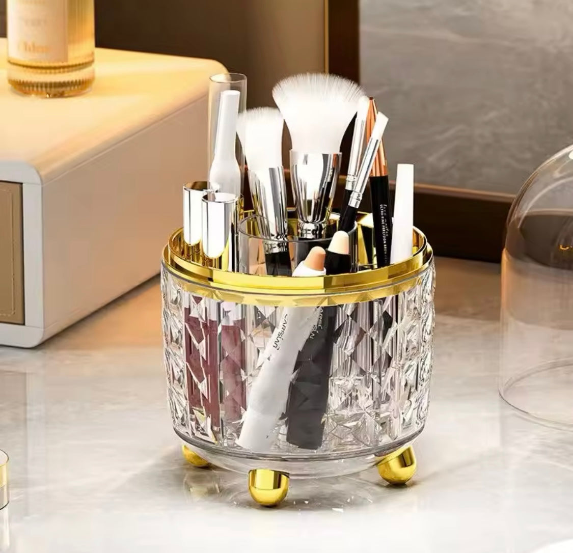 360 Rotating Makeup Brush Holder, Cosmetic Storage Box Makeup Organizer, Transparent Fancy Dust-proof Makeup Holder