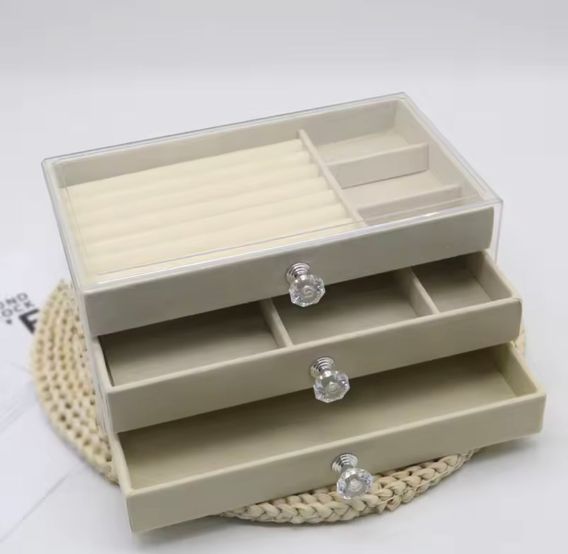 Acrylic 3 Drawer Jewelry Organizer, Velvet Jewelry Organizer Drawer, Jewelry Box Holder, Acrylic Velvet Multi Layer Jewelry Box Organizer, Jewelry Organizer For Earings and Bracelets