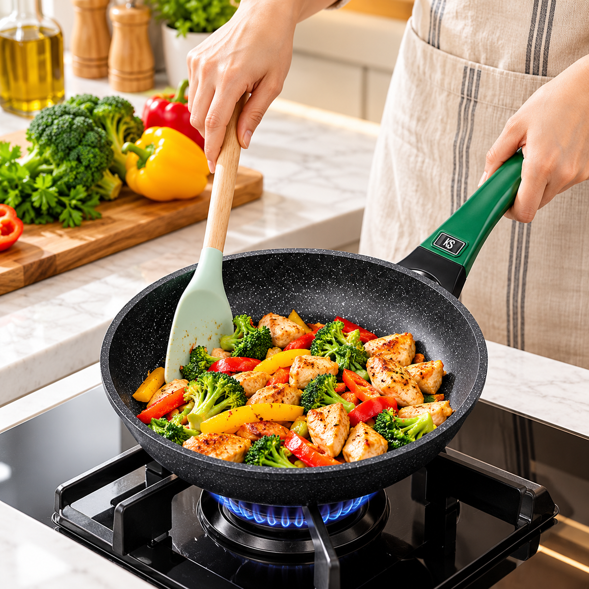 Non Stick Frying Pan, Easy to Clean Cooking Pot, Kitchen Cookware Gadget
