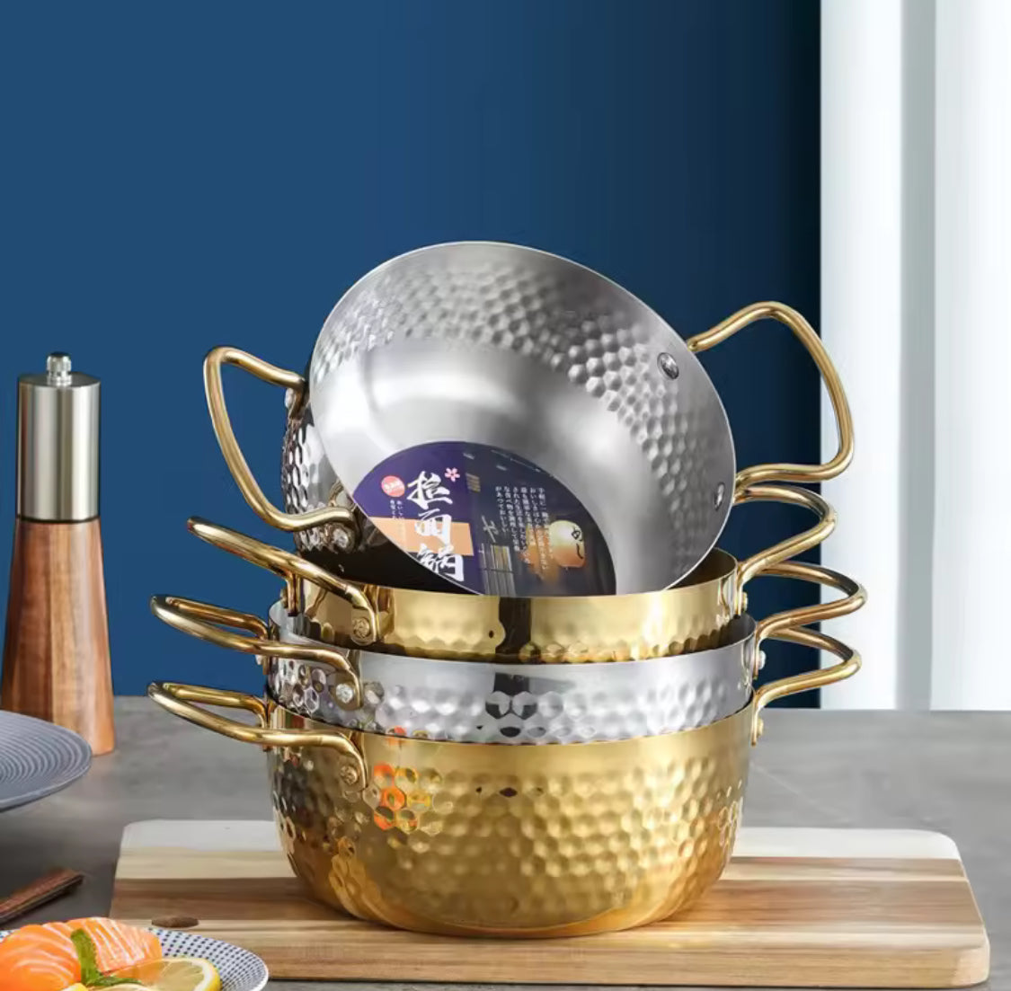 Stainless Steel Korean Ramen Pot, Noodles Seafood Cooking Saucepan, Steel Hotpot Pan