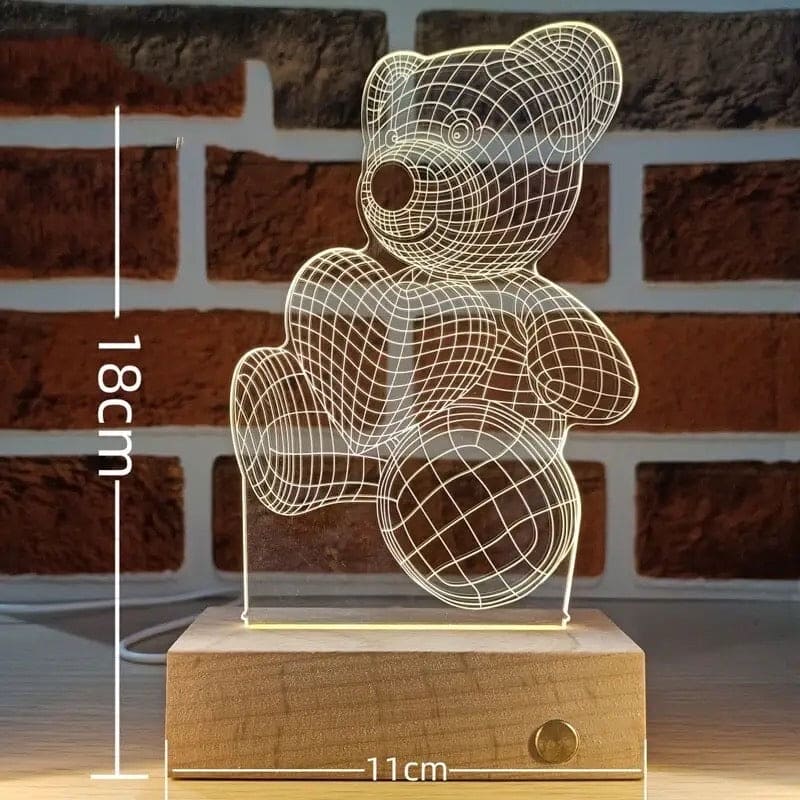 3D Bear Night Lamp, Fancy Lighting Led Room Light, Cute Acrylic Led Lamp for Home, Cute Acrylic Desktop Table Lamp, Kids Decor Night Light