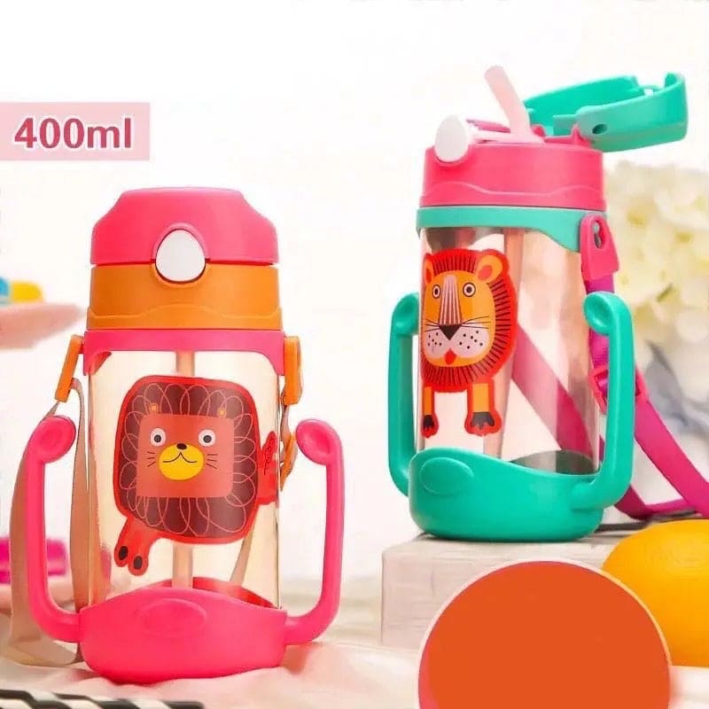 Kids Sippy Water Bottle, 400ml Kids Drinking Thermos, School Outdoor Sports Boys Girls, Cute Water Bottle Drinking With Straw Cup, Portable Leak Proof Straw Water Bottle, Portable Leak-proof Water Bottle
