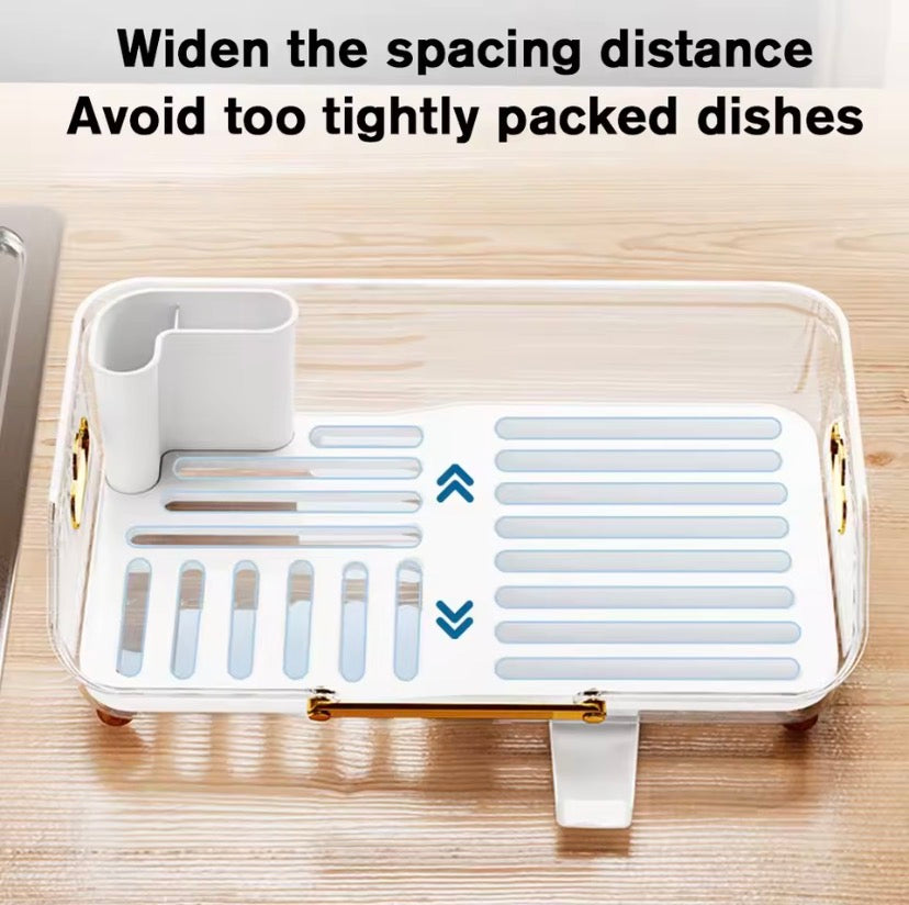 Acrylic Dish Drying Rack, Multifunctional Plate Rack With Drainer, Space Saving Kitchen Sink Rack