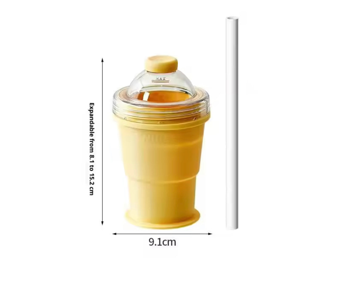 2 In 1 Collapsible Silicone Ice Ball Cup, Reusable Portable Ice Sphere Mold with Straw Lid, Portable Ice Ball Cup