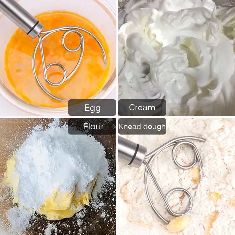 Flour Mixer, Manual Non Stick Cream Beater, Danish Bread Dough Hand Mixer, Dough Whisk Mixer, Kitchen Baking Blender Tool, Durable Handheld Food Blender For Cooking