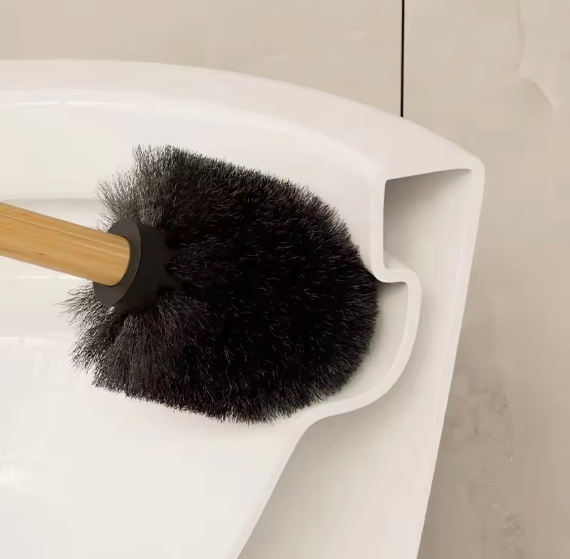 Anti Splashing Wooden Toilet Brush With Holder, Long Handle Toilet Brush, Household Washing Toilet Cleaning Brush