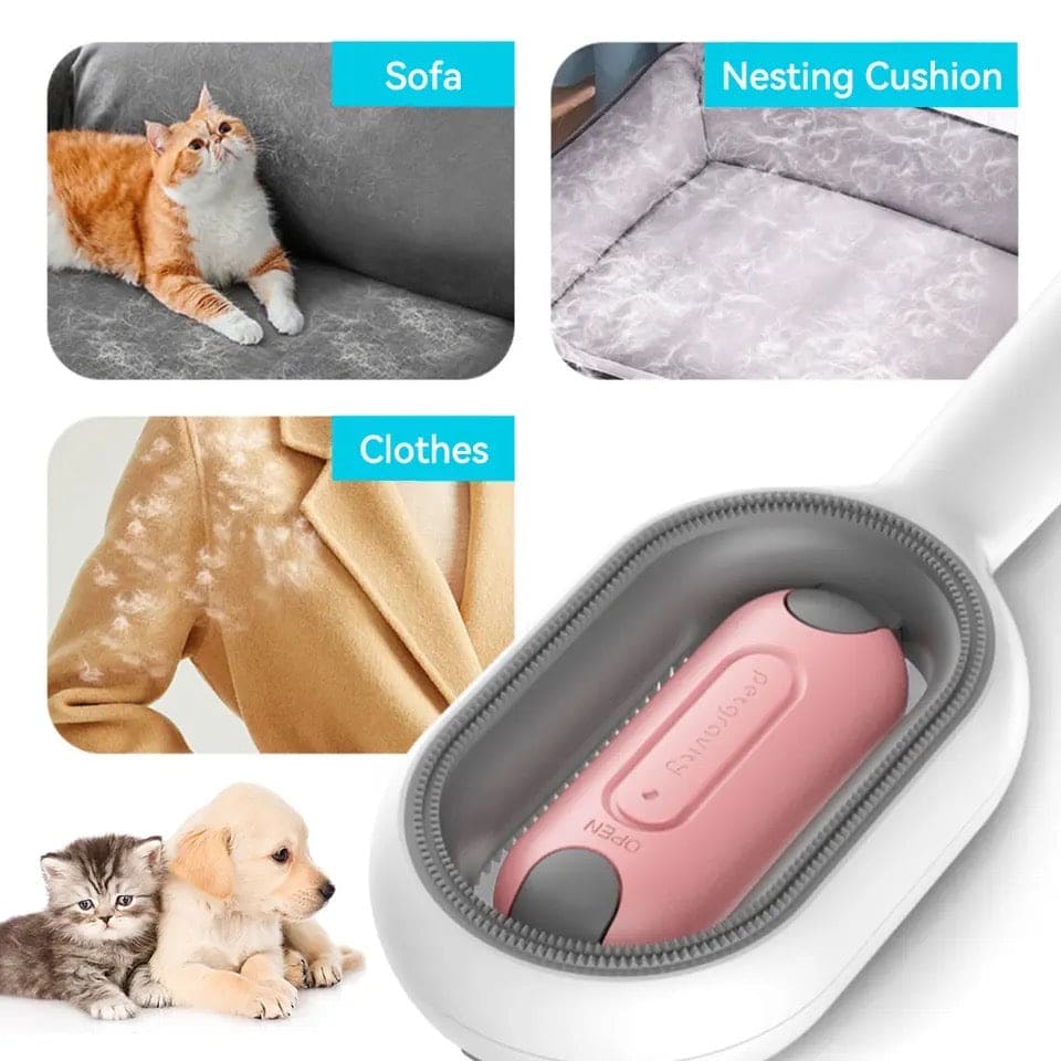 Pet Grooming Brush, Clothes Fuzz Shaver, 4 in 1 Pet Cleaning Hair Removal Comb, Travel Brush for Removing Pet Hair in Cloth, Self Slicker Cleaning Brush, Multifunctional Cat Dog Comb, Floating Hair Sticky Remover, Universal Pet Knots Remover