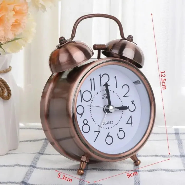 Retro Alarm Clock, Double Tell No Ticking Retro Kids Alarm Clock, Dual Bell Analog Lamp