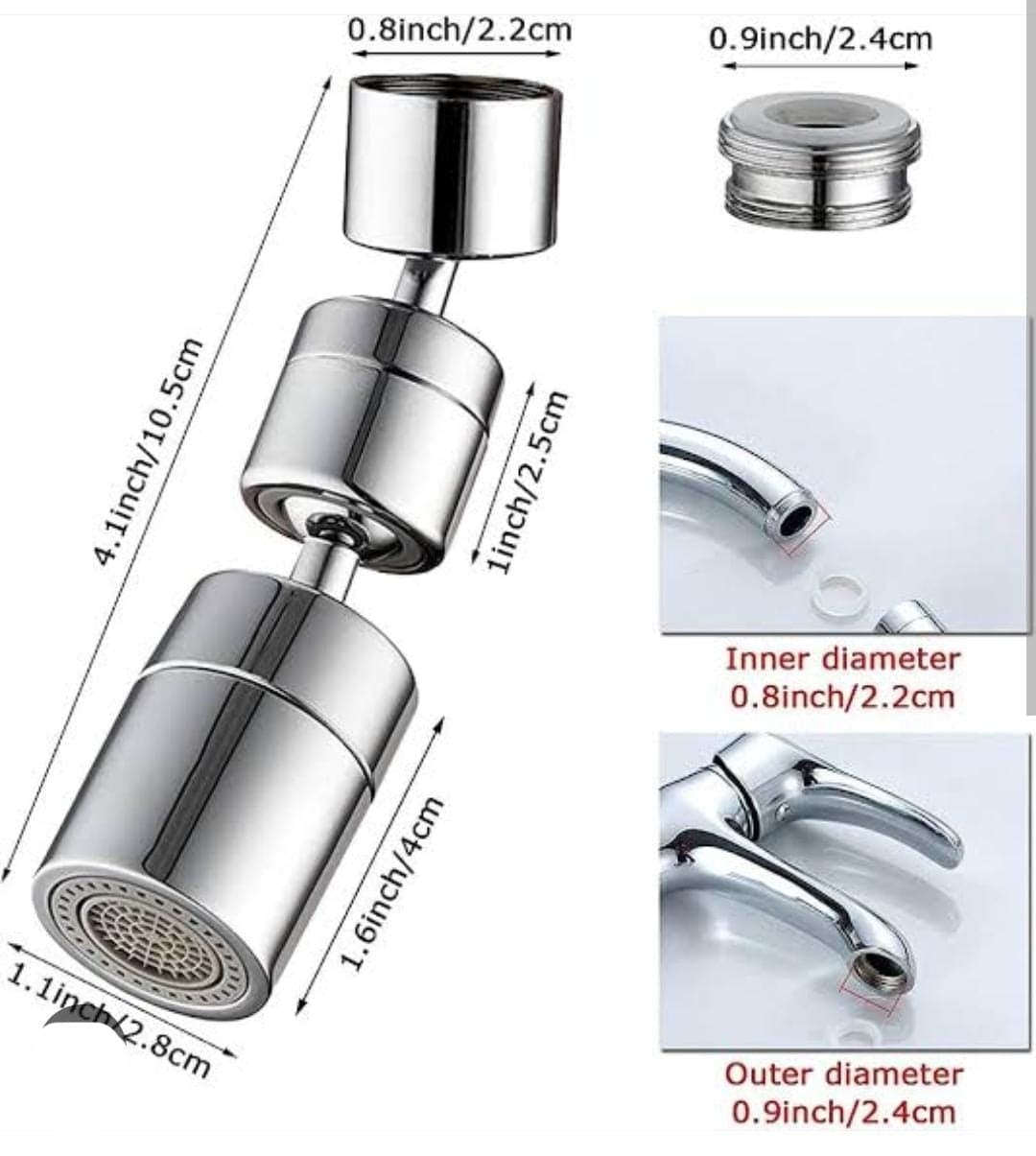 Universal Splash Filter Faucet, 720° Swivel Faucet Spray Head, Rotatable Extension Faucet Filter Nozzle, Kitchen Bathroom Pressurized Extension Foaming Faucet, Swivel Sink Chrome Faucet Aerator for Face, Eyewash, and Gargle
