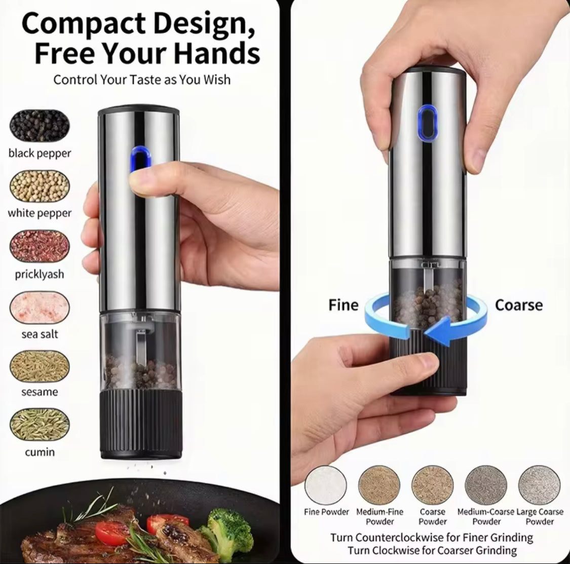 Cell Operated Spices Grinders, Hand Mill Grinding Bottle, Condiment Grinding Tool, Kitchen Appliances