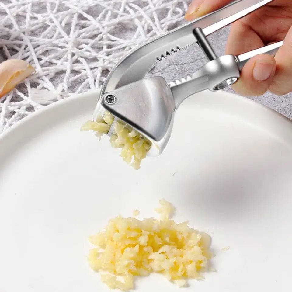 Double Lever Assisted Garlic Mincer, Stainless Steel Garlic Squeezer, Handheld Garlic Masher, Kitchen Mincing Crushing Tool for Nuts and Ginger Press, Professional Garlic Pinch Dishwasher Crusher