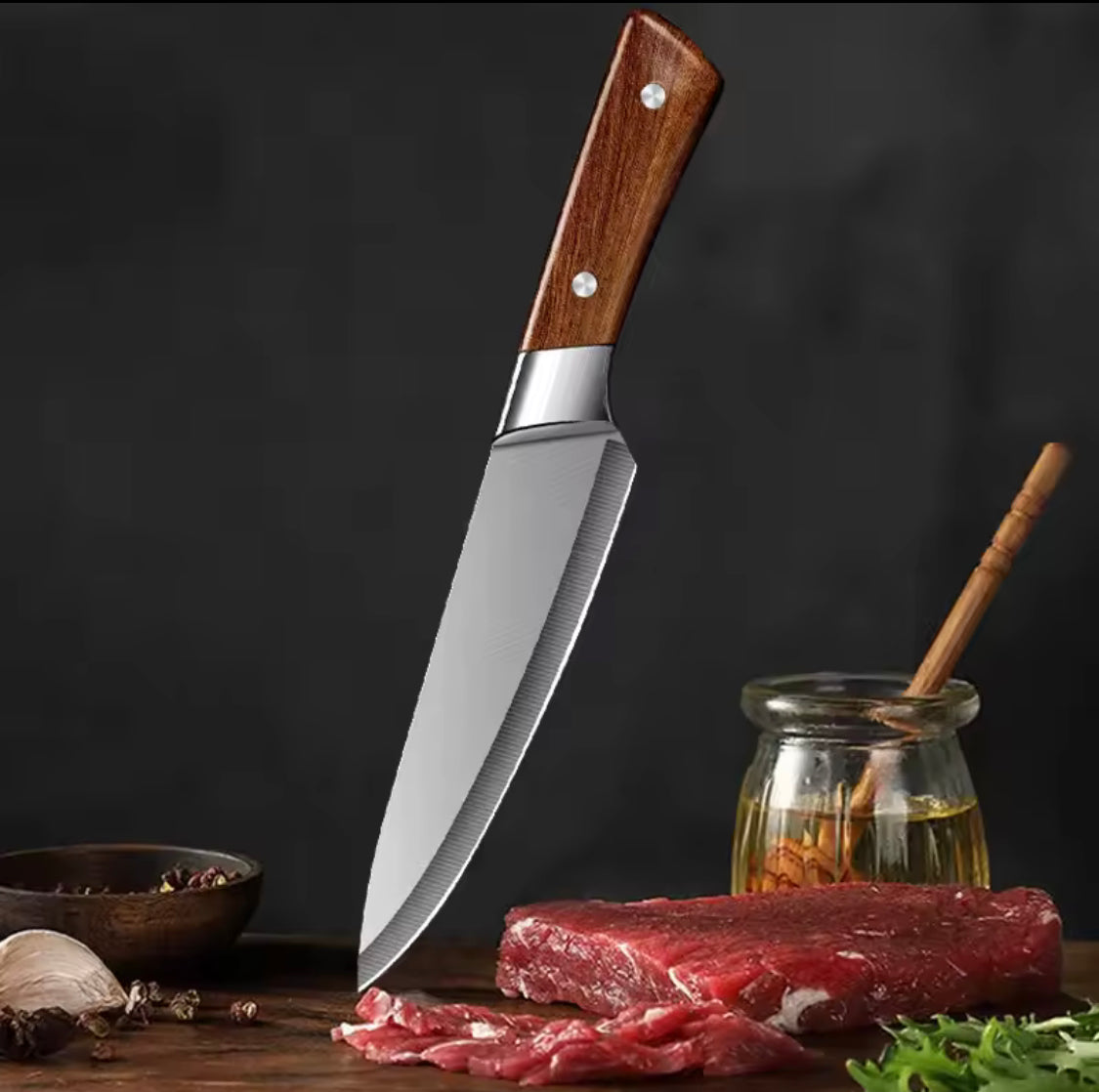 Stainless Steel Kitchen Knife with Protective Cover, Butcher Knife, Steak Cutting Knife, Professional Knife Kitchen Chopping Chef Tool