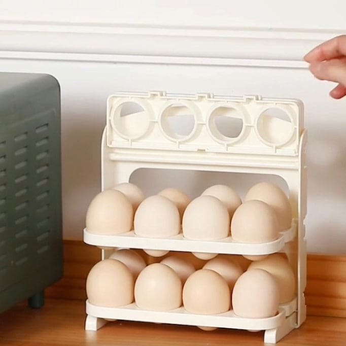 Folding Egg Rack, 24 Grid Egg Storage Holder, 3 Layer Foldable Egg Organizer, Kitchen Countertop Portable Egg Carrier, Home Egg Fresh Storage Box, Fridge Door Egg Rack, Foldable Kitchen Refrigerator Closet Egg Organizer