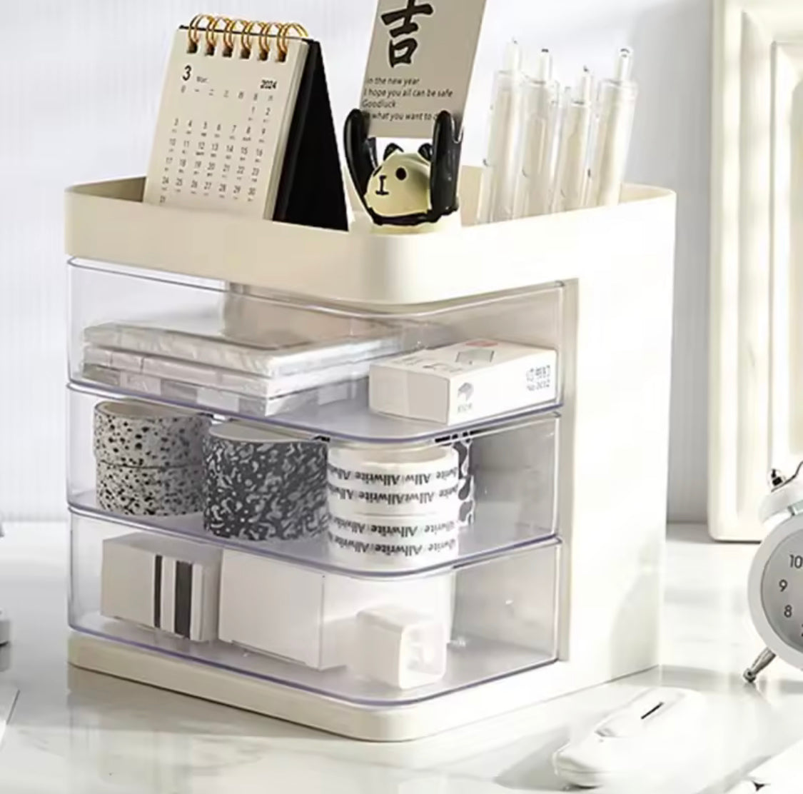 Rotating Cosmetic Organizer, Desktop Organizer for Office Table, Bedroom Dressing Table Organizer, Multi Layer Vanity Countertop, Jewelry Container Box