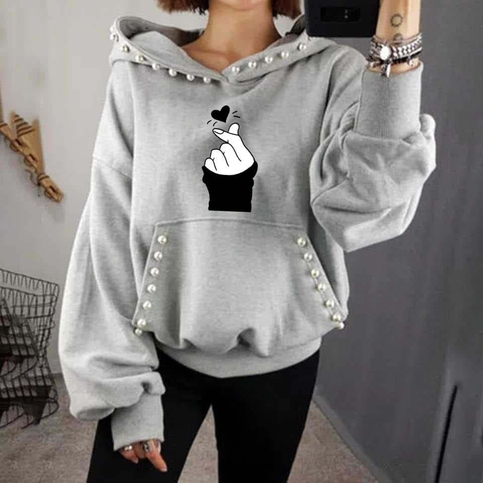 Women Casual Pearls Hoodie