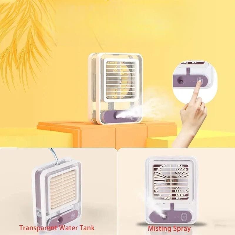 Portable Desktop Air Conditioner, USB Mini Air Cooler Fan, Water Cooling Fan, 500 ml Water Tank USB Personal Cooler, Quiet Mini Desktop Cooling Fan for Indoor Outdoor, Personal Humidifying Air Fan, Air Cooler Desk Fan for Office Kitchen Home