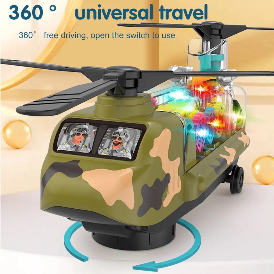 Twin Fan Helicopter Light Toy, Musical Transparent Helicopter With Light, Battery Operated Airplane Vehicle Toy