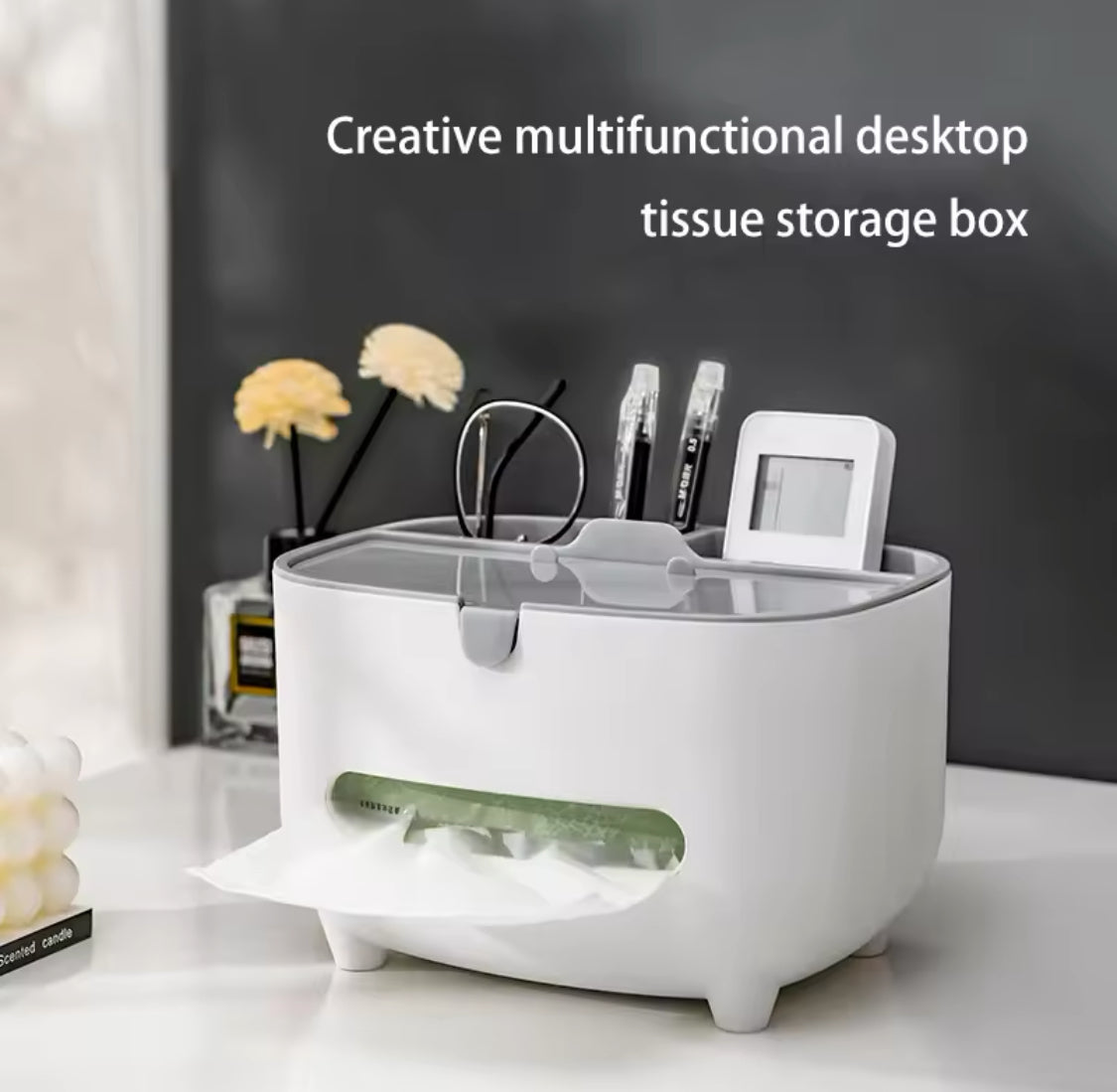 Multifunctional Napkin Storage Box, Home Living Room Tissue Box, Desktop Tissue Box, Remote Holder