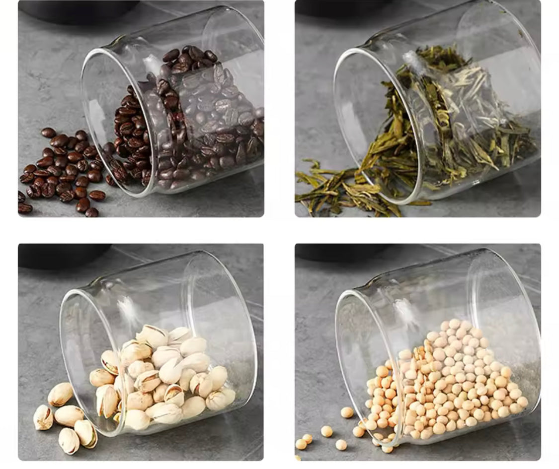 High Borosilicate Vacuum Sealed Coffee Jar, Press Down Vacuum Glass Coffee Canister, Coffee Bean Storage Container With Airtight Lid