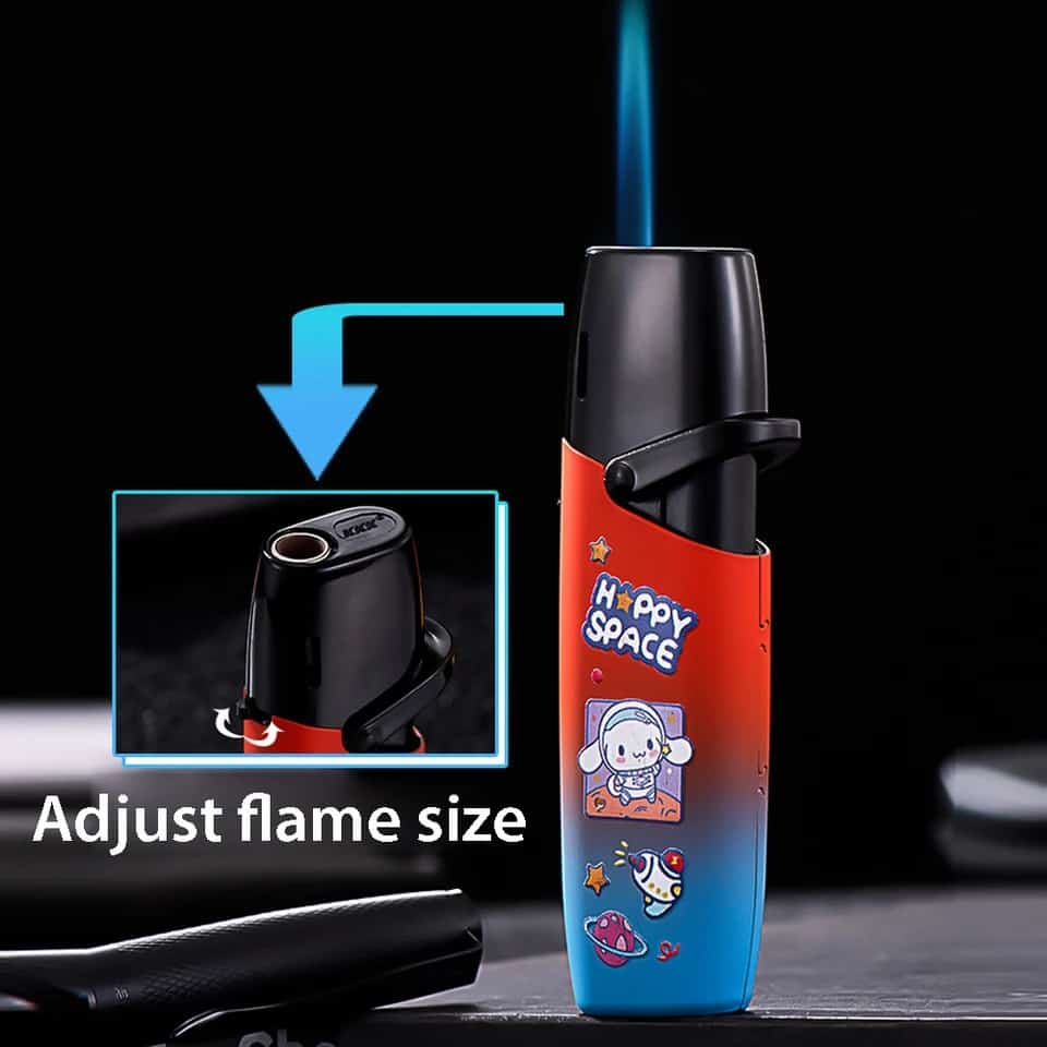 Happy Space Flame Lighter, Cute Creative Cartoon Lighter, Wind Proof Smoking Gadget