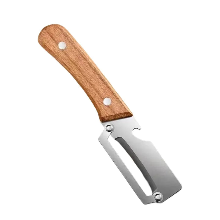 2 In 1 Stainless Steel Peeler With Wooden Handle, Multifunction Vegetable Peeler, Fruit Knife With Bottle Opener, Kitchen Tool