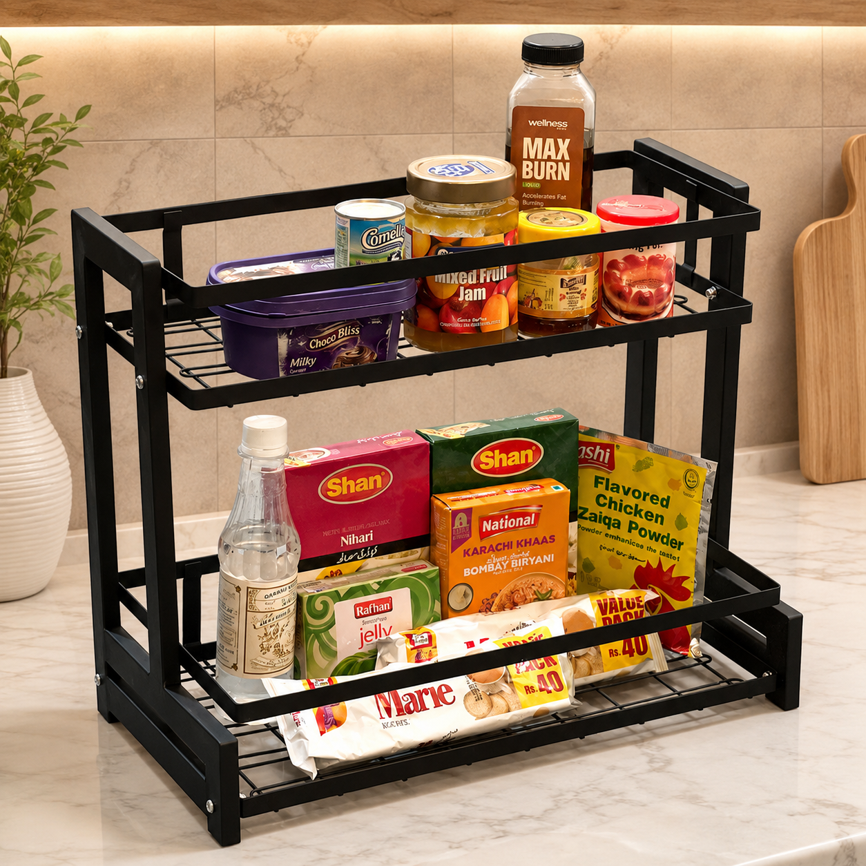 Multi Layer Countertop Storage Rack, 2 Tier Kitchen Storage Rack, Double Layer Kitchen Storage Rack
