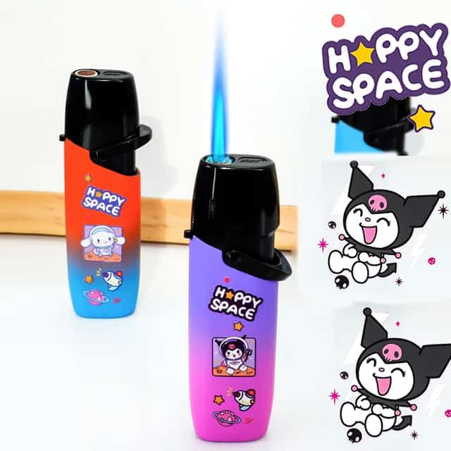 Happy Space Flame Lighter, Cute Creative Cartoon Lighter, Wind Proof Smoking Gadget