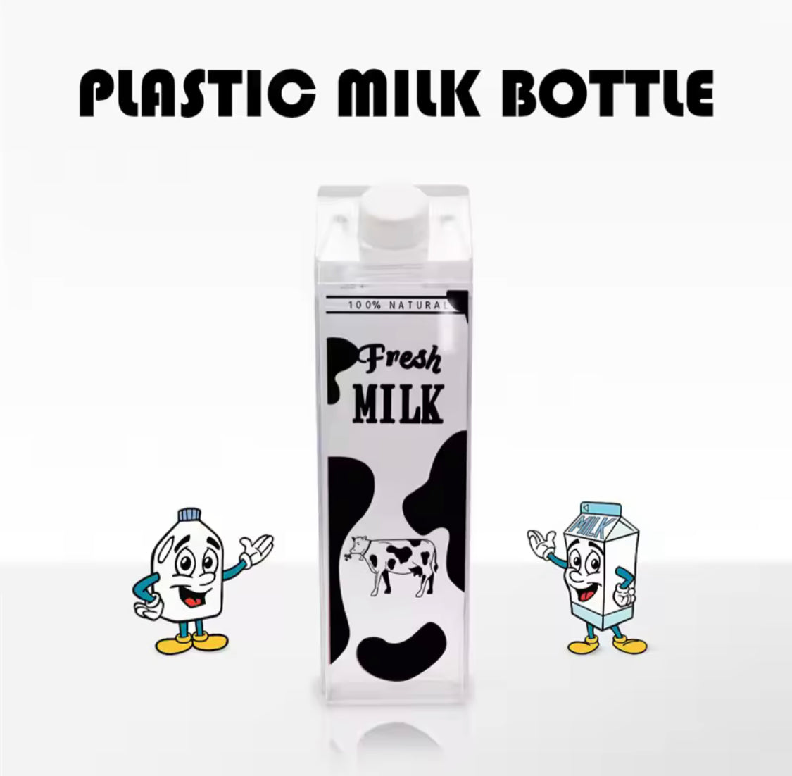 Creative Milk Box Style Water Bottle, Portable Plastic Bottle, Leakproof Drop Resistant Water Bottle