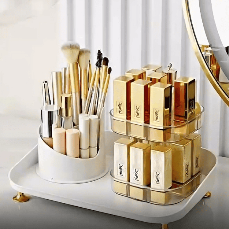 360 Twist Split Makeup Rack, Large Capacity Carousel Spinning Holder ...