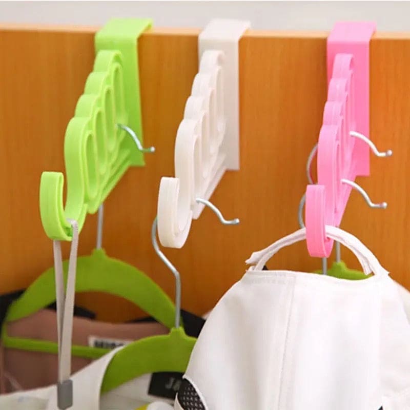 Door Back Hook, Multifunctional Foldable Cloth Hanger, 5 Hold Door Plastic Organizer, Multipurpose Home Accessories Foldable Clothes Hanger, Drop Down Hitch Clothes Hanger, Mini Plastic Hook Hanger, Over The Door Hanger