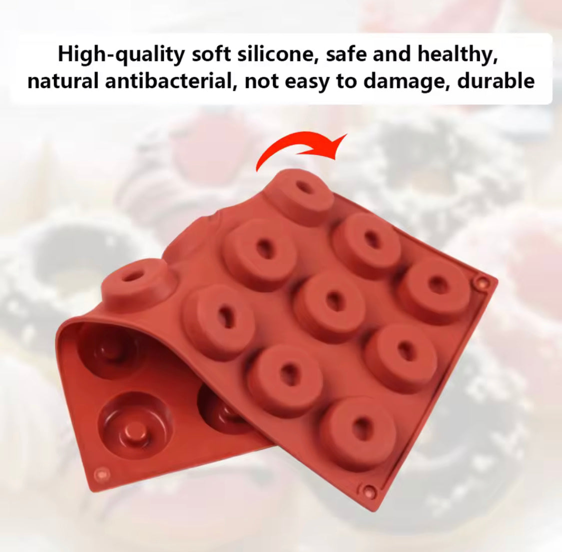 Mini Silicone Donut Chocolate Molds, 18 Grids 3D Silicone Donuts Molds, Pastry Decorating Molds