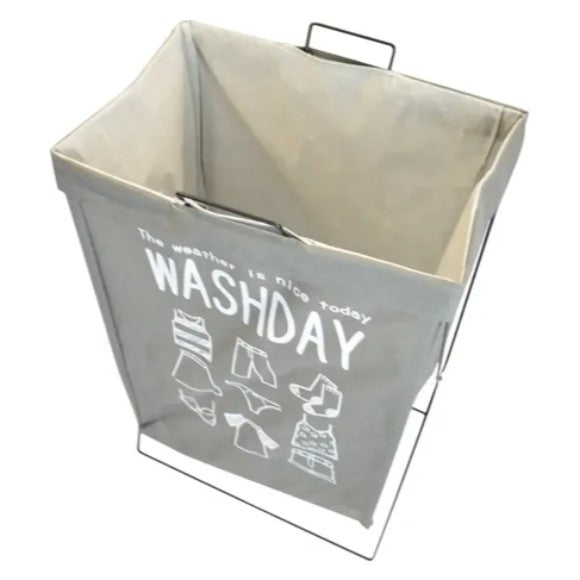 Collapsible Laundry Hamper Basket with Iron X Frame, Folding Washing Clothes Storage Basket, Waterproof Storage Hamper Organizer