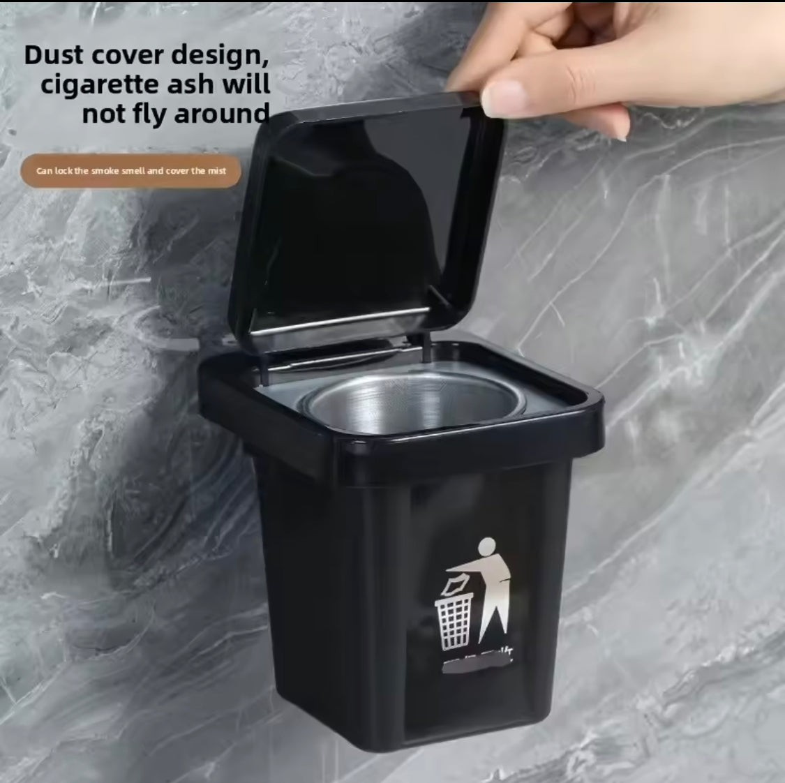 Wall Mounted Ashtray With Lid, Dustproof Mini Trash Can, Stainless Steel Ash Bin With Lid