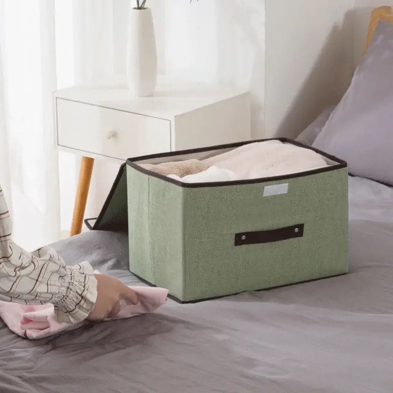 Fabric Cube Storage Box, Imitation Linen Storage Bin with Lid, Quilt Clothes Storage Bag, Non-woven Storage Basket, Multipurpose Practical Sundries Box, Large Capacity Household Storage Organizer