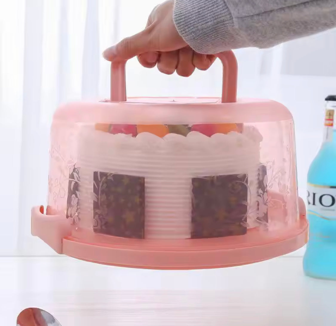 Transparent Airtight Round Cake Storage Box, Portable Muffins Dessert Carrier Box, Cake Carrier With Secure Locking Buckles