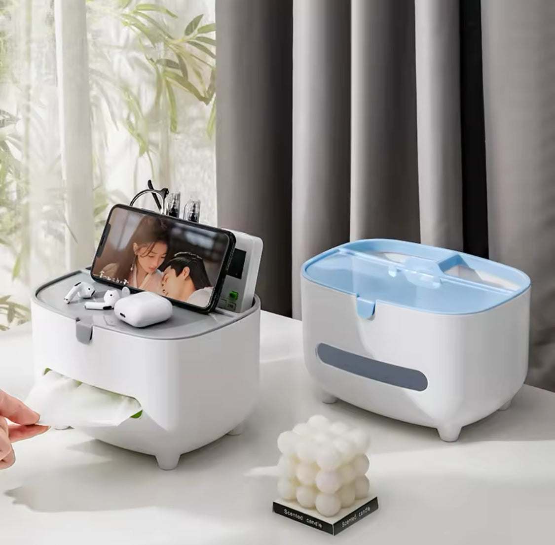 Multifunctional Napkin Storage Box, Home Living Room Tissue Box, Desktop Tissue Box, Remote Holder